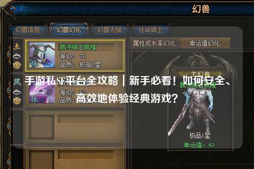 手游私SF平台全攻略|新手必看!如何安全、高效地体验经典游戏?