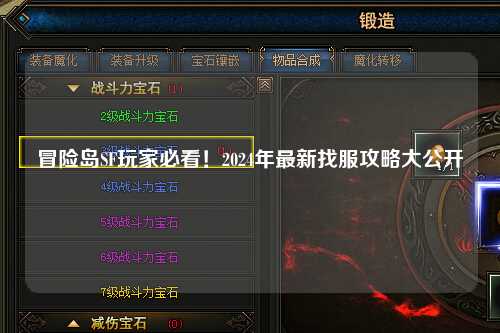 冒险岛SF玩家必看!2024年最新找服攻略大公开✨