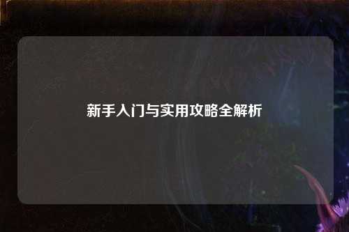 新手入门与实用攻略全解析